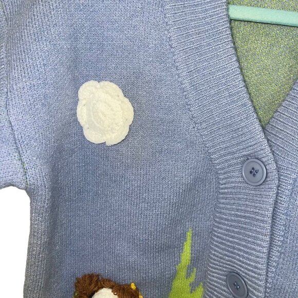 Blank Palette Womens Cardigan Jacket Size Medium Zoo Theme Applique Acrylic - Picture 7 of 13
